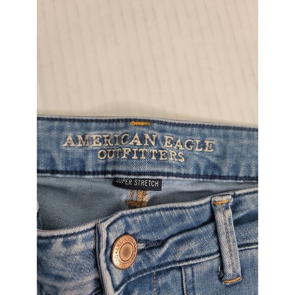 American Eagle A-Line Flare Jeans Women’s Sz 8 Wide Leg 70's High Rise Stretch - Picture 4 of 8